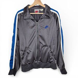 Vintage Nike Striped Track Jacket Men Embroidered Swoosh Spell Out Full Zip L